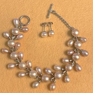Cluster Pearl Bracelet and Earrings